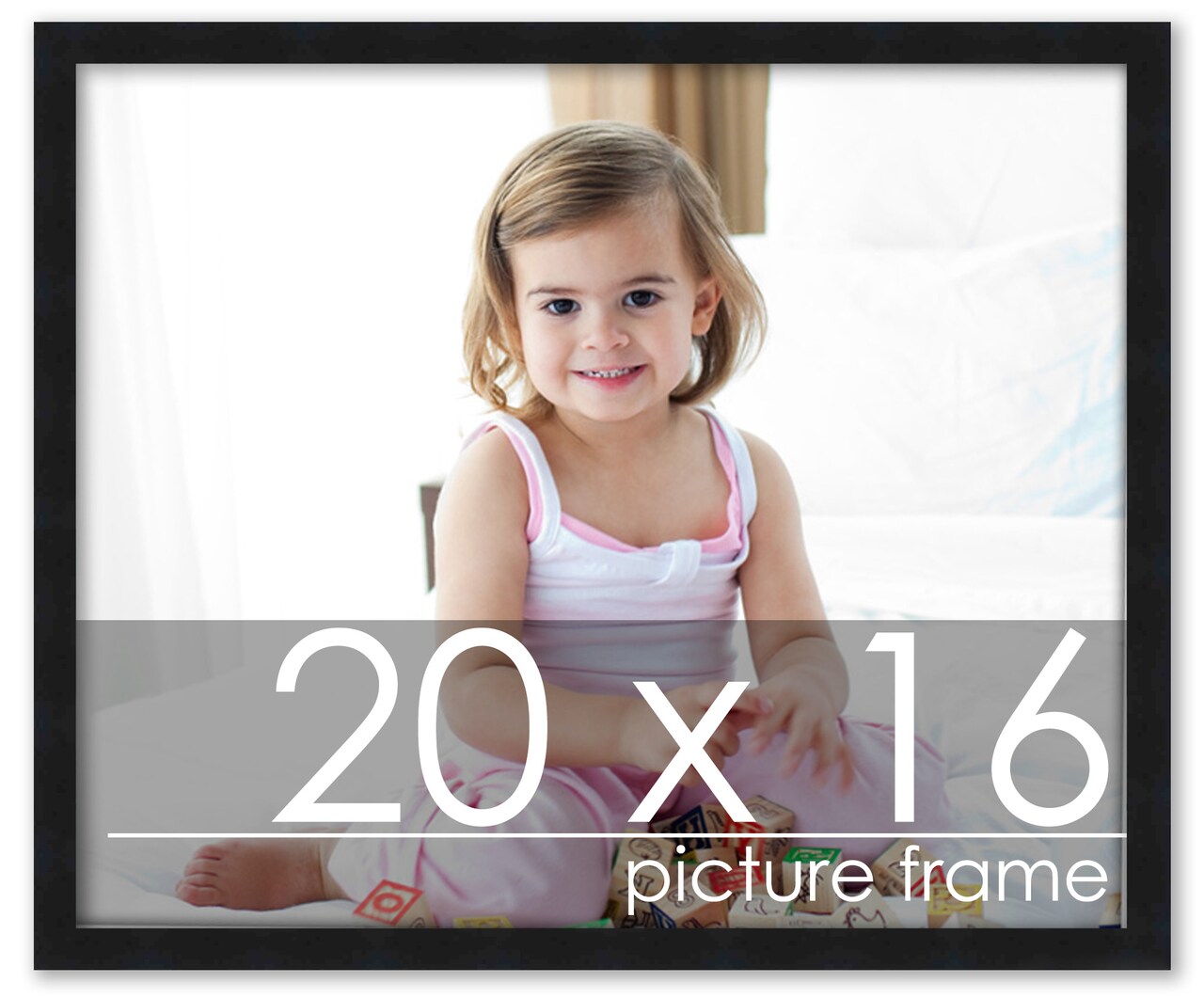 20x16 Simple Black Picture Frame - UV Acrylic, Foam Board Backing, Hanging Hardware